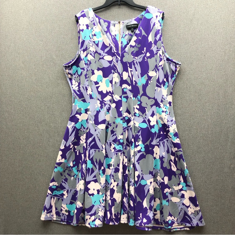 Lane Bryant Sleeveless Purple Floral A-Line Dress